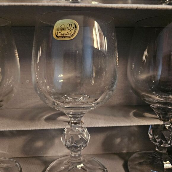 Claudia Fine Lead Crystal Set of 6 Wine Glasses Bohemia Czechoslovakia - Picture 2 of 5